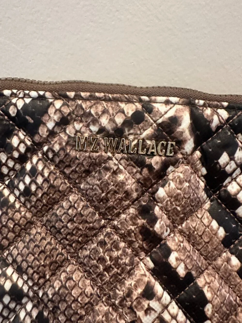 MZ Wallace Zoey Cosmetic Pouch • Brown Snake • NWT • Discontinued